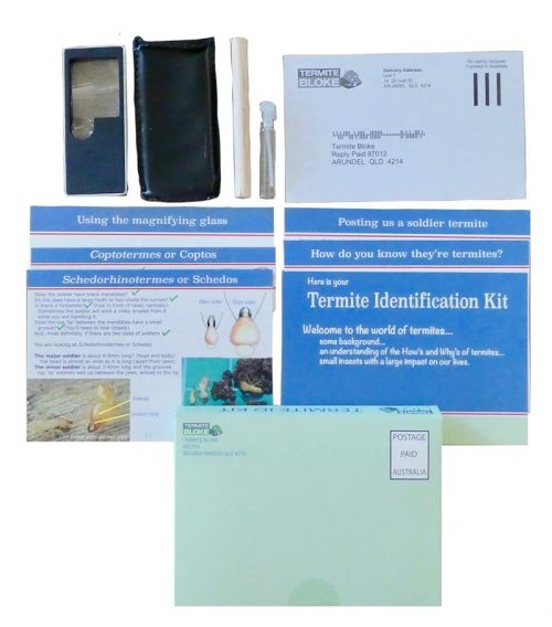 Closed-up of termite identification kit full set.