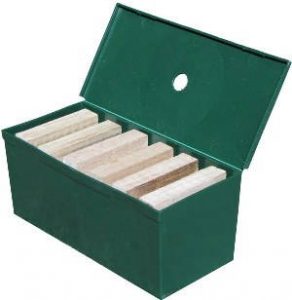 Green box of Termite trap and as the featured image of "termite traps under or on the ground" blog.